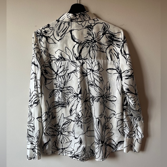 Joie 100% silk button down shirt blouse graphic flower print size M-L - Picture 2 of 6